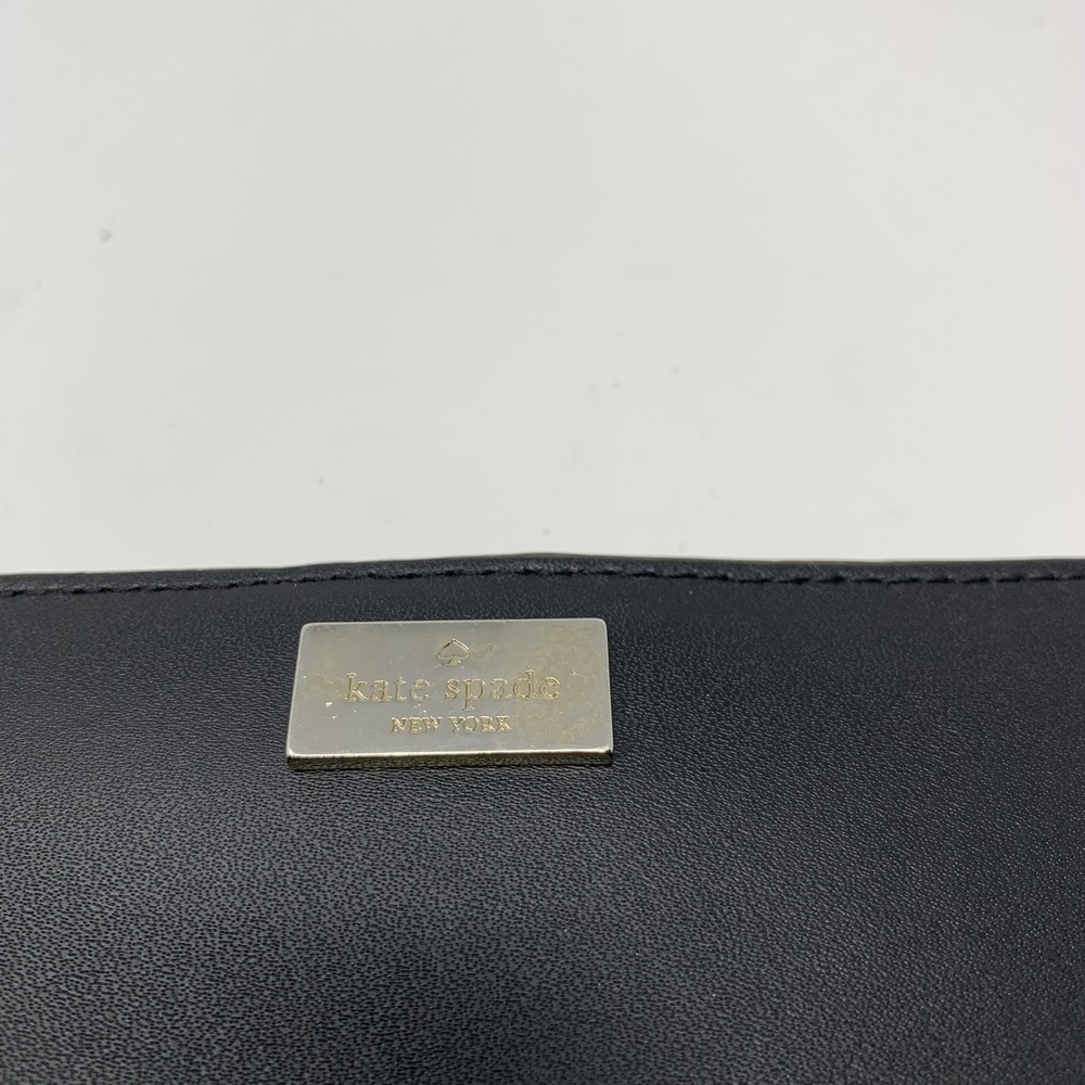 Kate Spade Wallet Womens One Size Black Zip Around‎ Leather Logo Continental - Picture 2 of 7